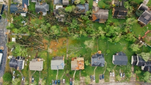 Storm-damaged roof